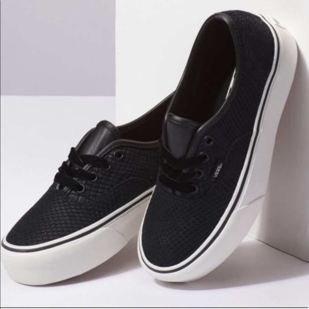 Platform Black Snake Leather Vans